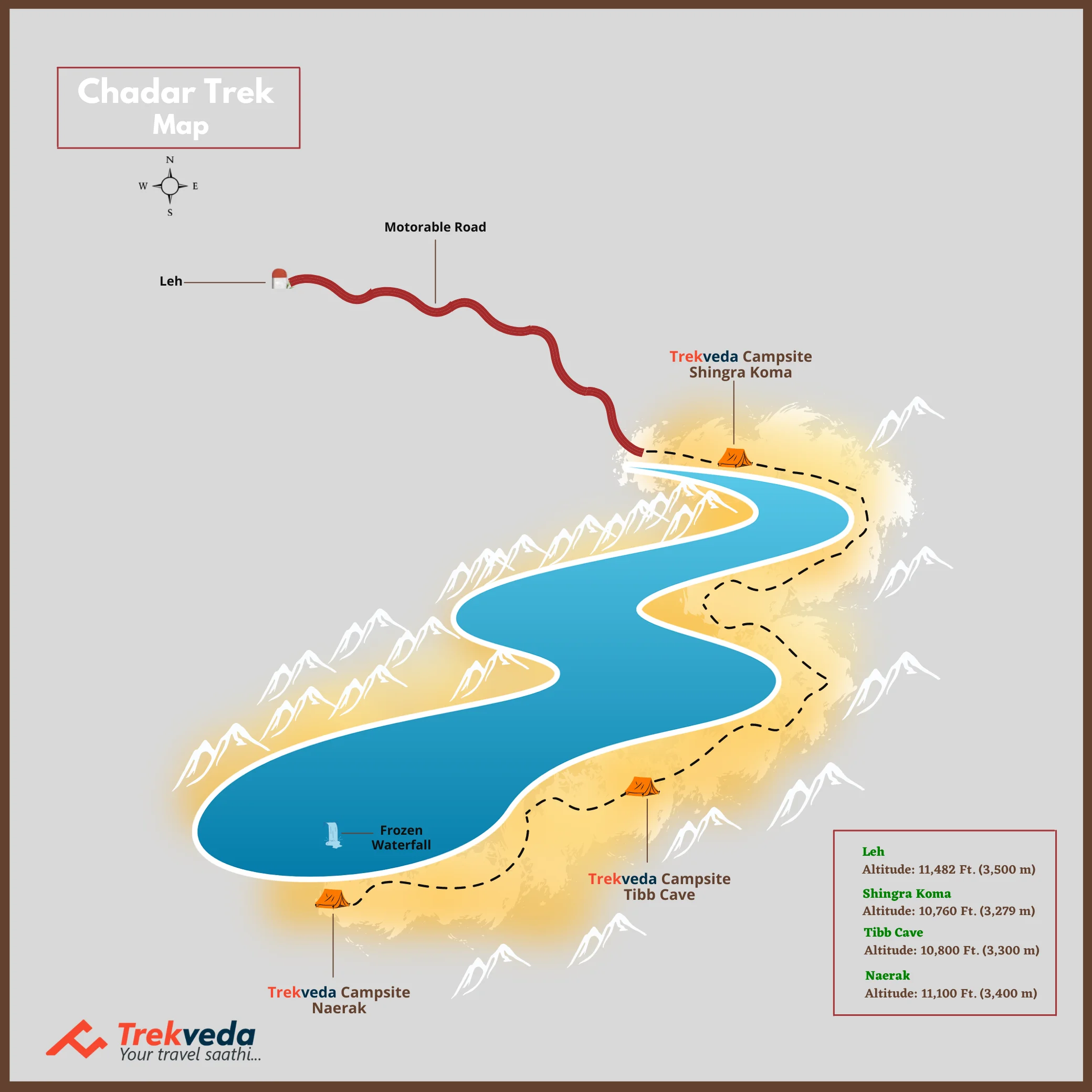 Chadar Trek Map
